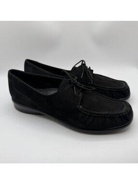 SAS Petra Lace Up Loafer Women's Size 10.5M Black Suede Moccasin Walking Shoes